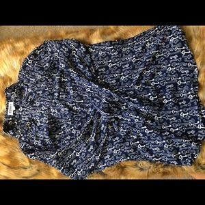 Express Slim-Fit Portofino Blouse Key Print, M